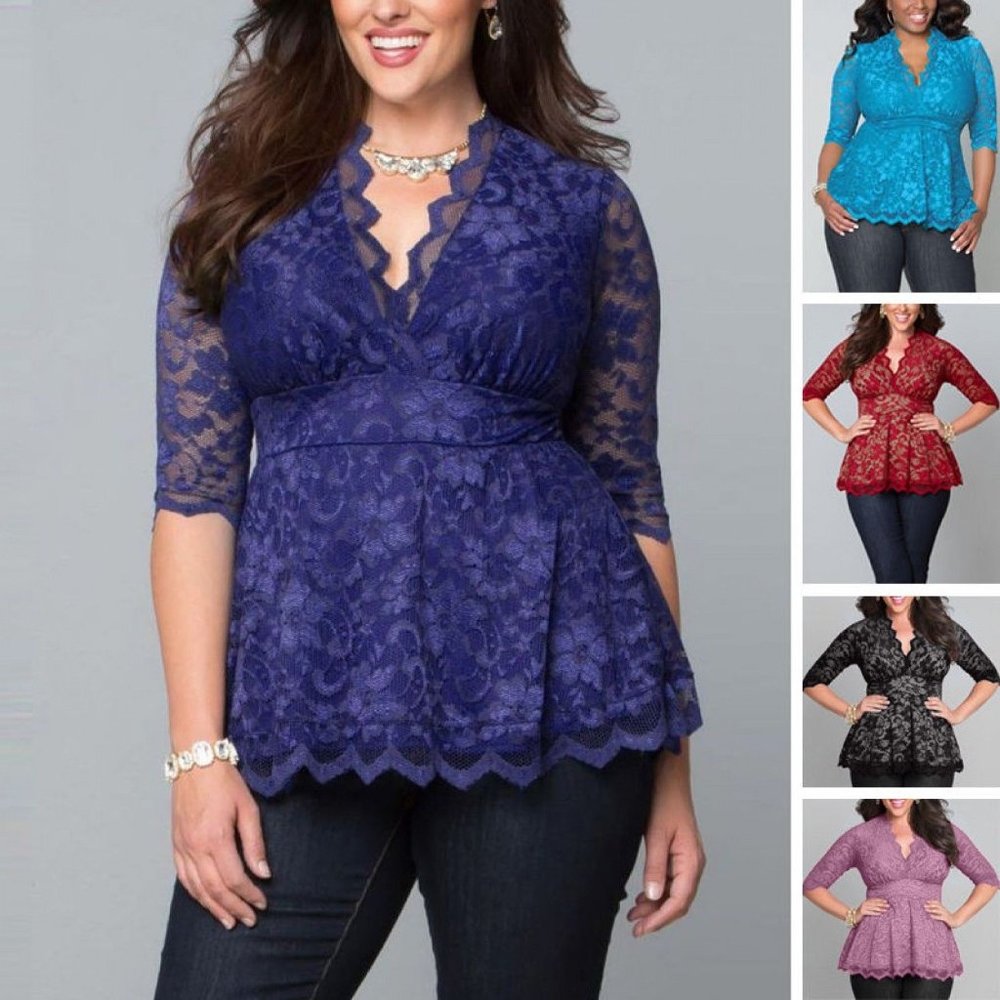 (2) Peplum blouse. Black and RED 2x/3X available.